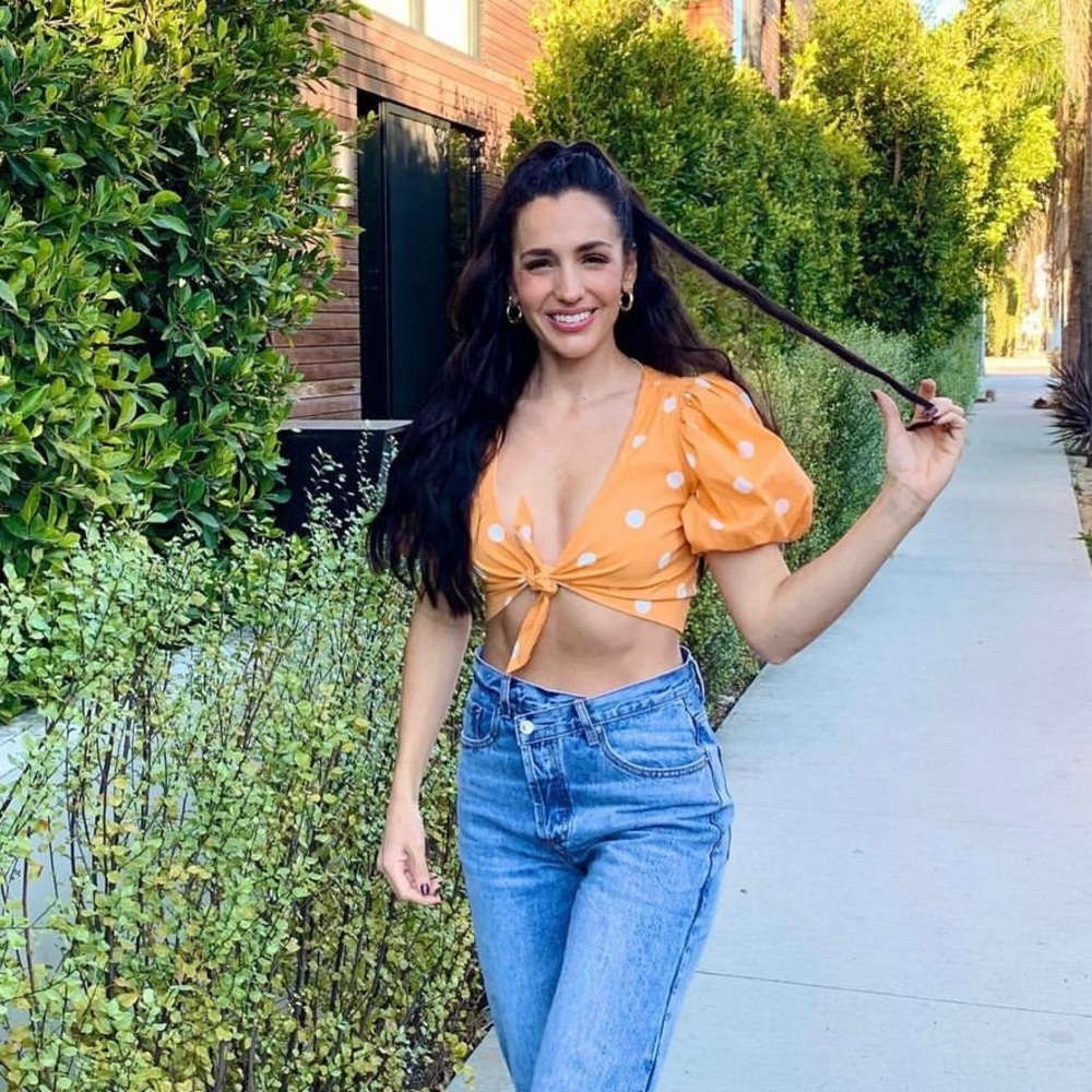 For Love and Lemons orange polka dot crop top